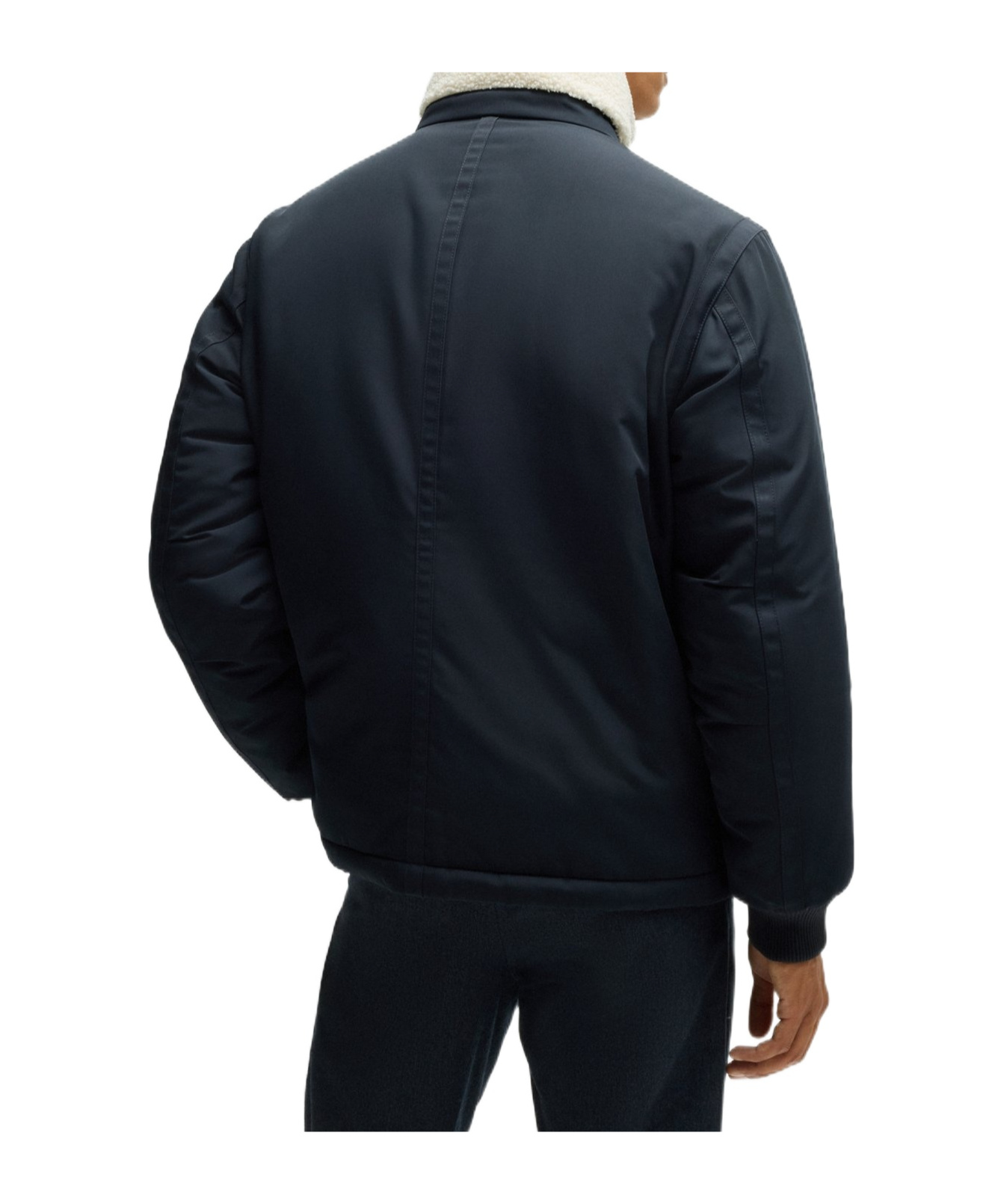 Hugo Boss Water-repellent Jacket With Faux-fur Collar In Black