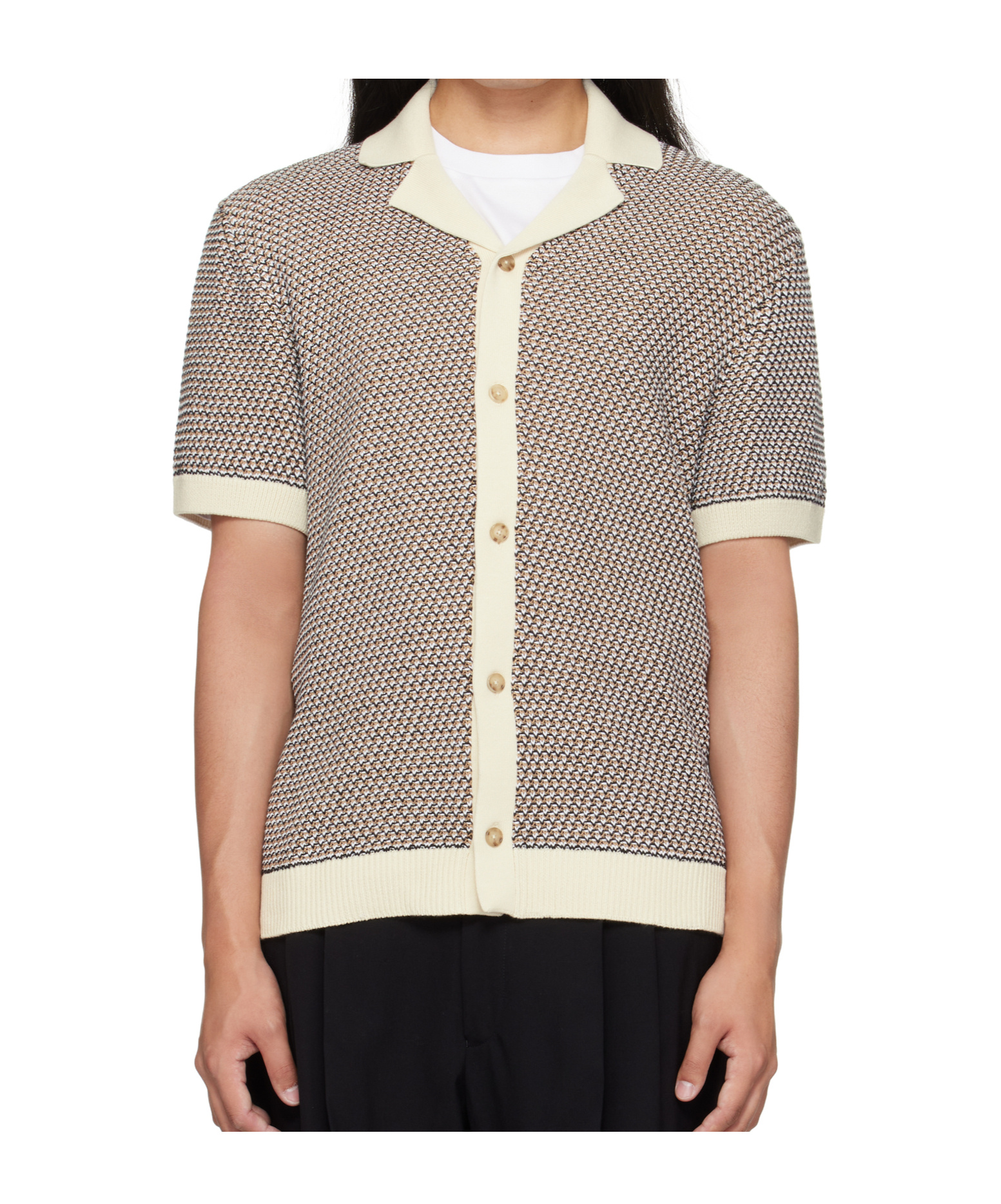 Hugo Boss C-iconico Knit Button Polo Shirt Open White In Gray