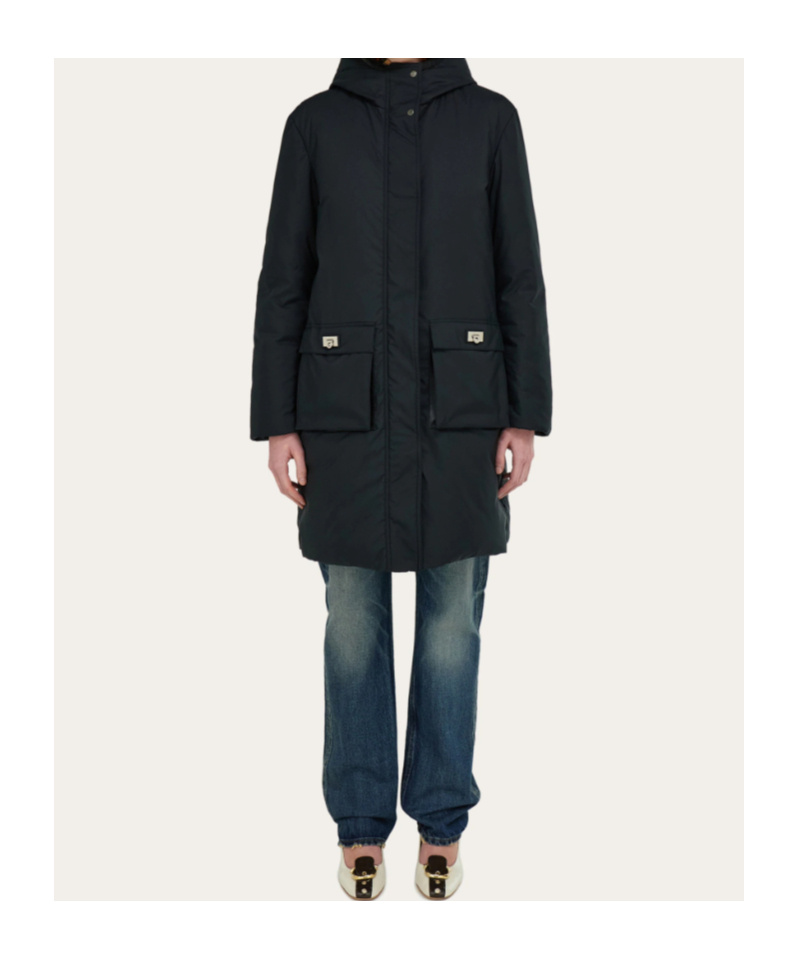 Ferragamo Padded Parka Jacket In Black
