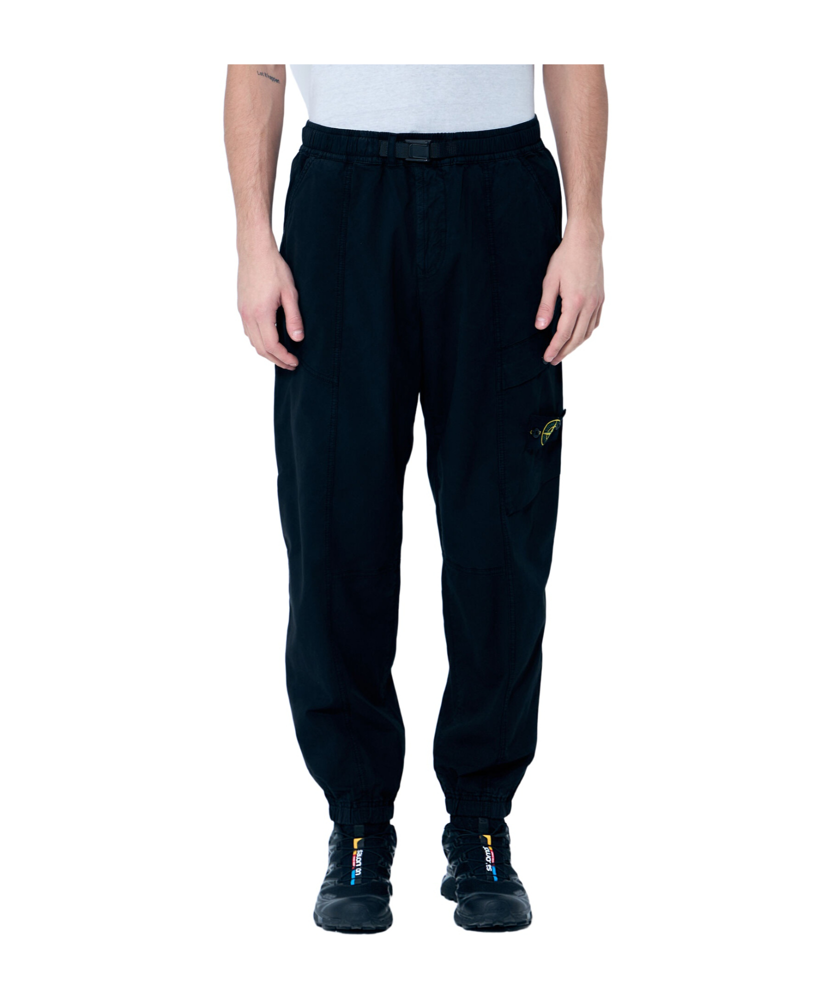 Stone Island Men Compass Patch Cargo Pants In Black