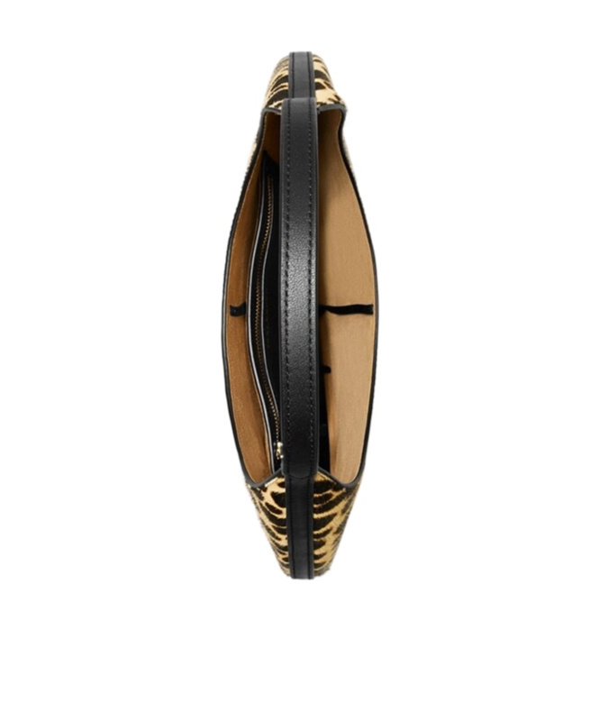 Tory Burch Pierced Calf Hair Handbag In Black