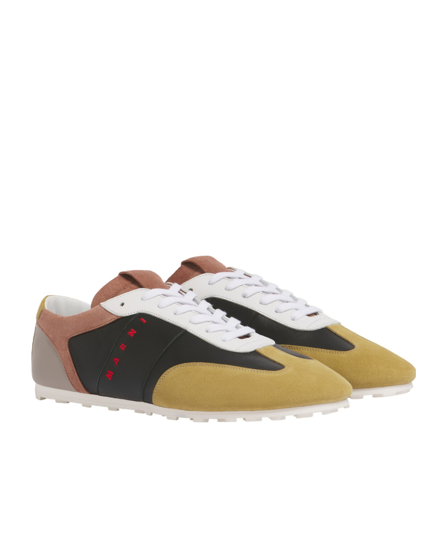 Marni Low-profile Leather Sneaker With Suede Accents In Black