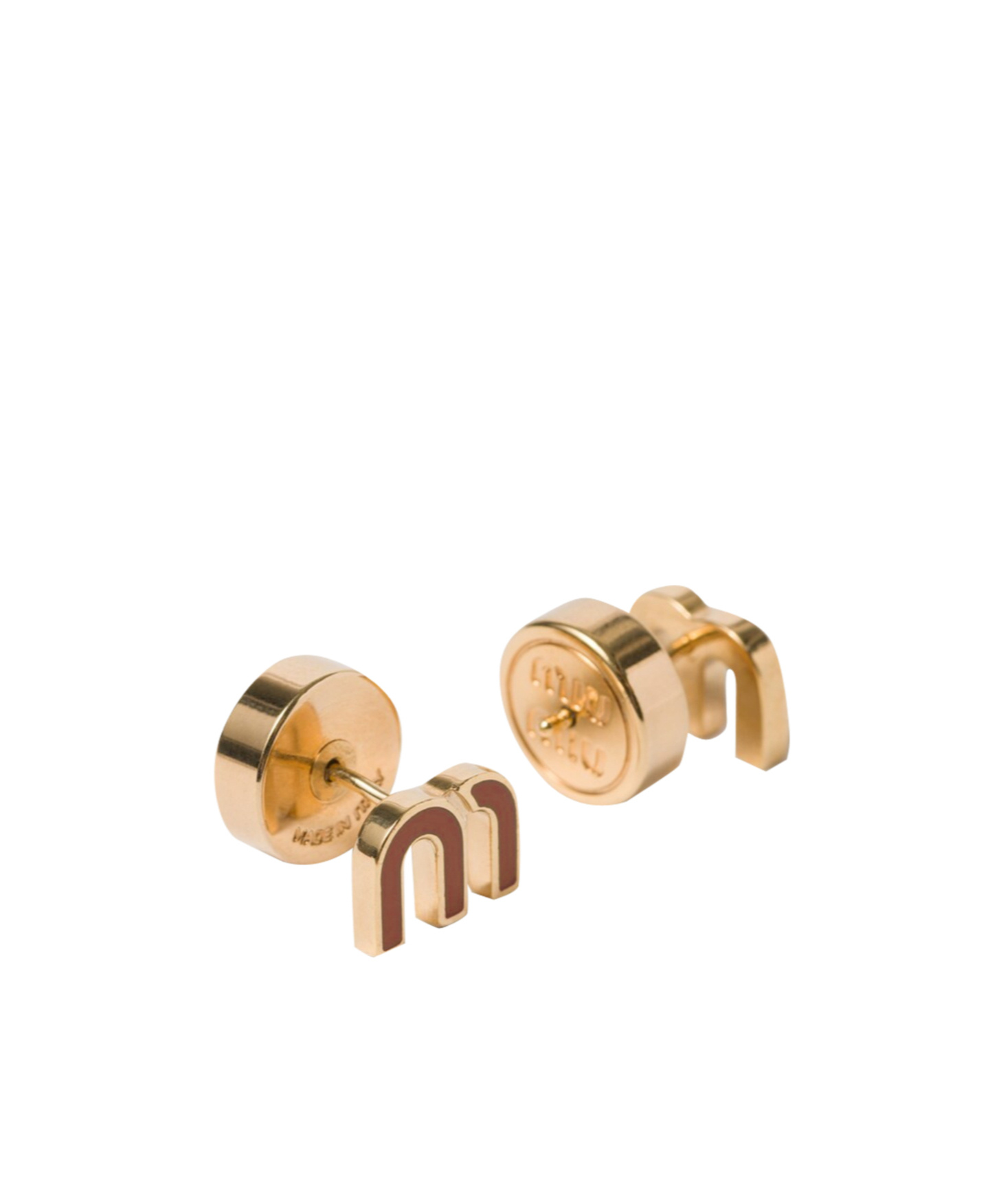 Miu Miu Monogram Stud Earrings In Red