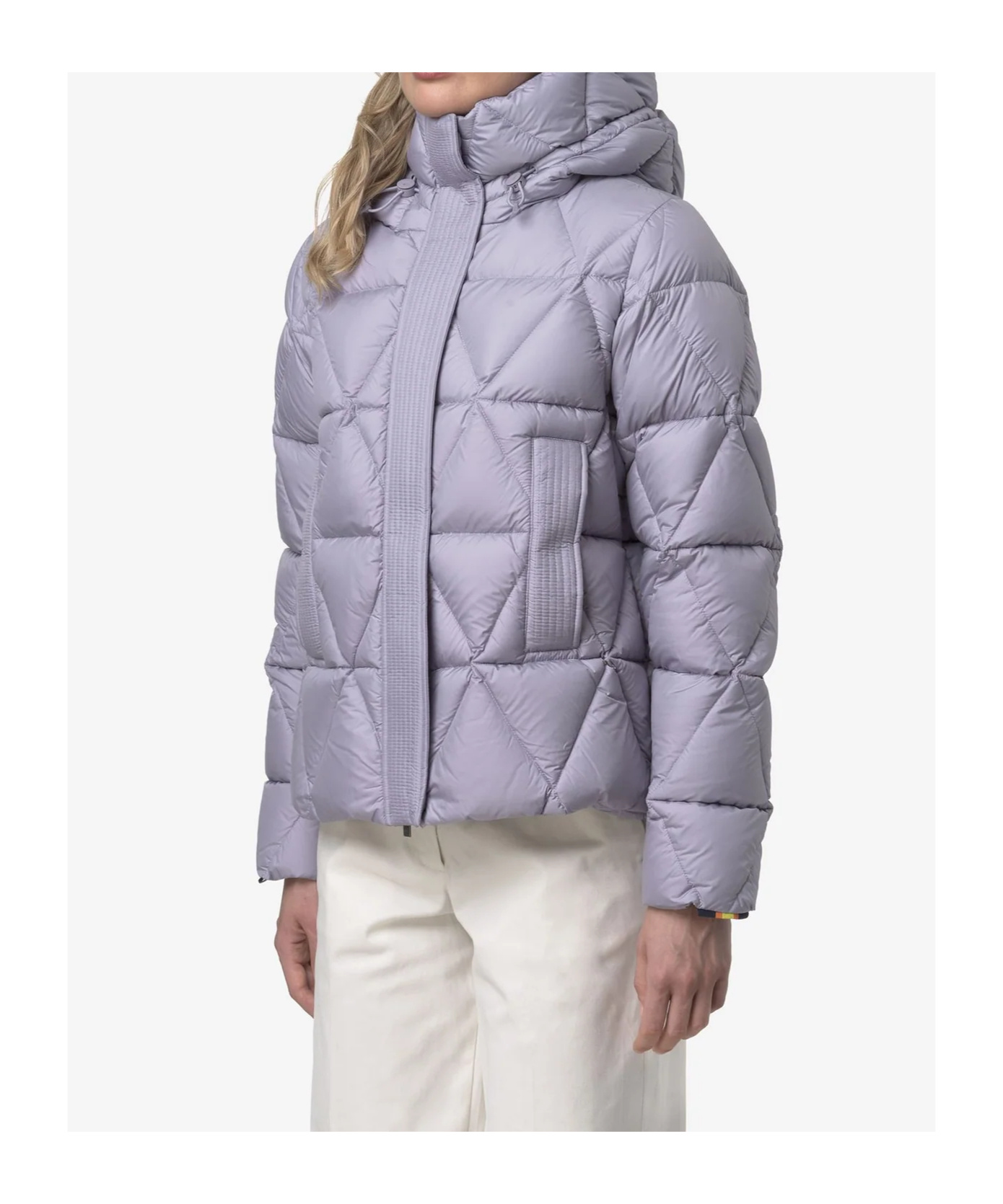 K-way Hooded Quilted Down Jacket In Purple