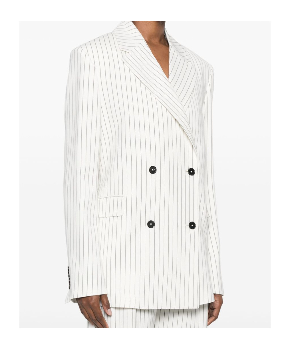 Loulou Studio Striped Suit Coat In White