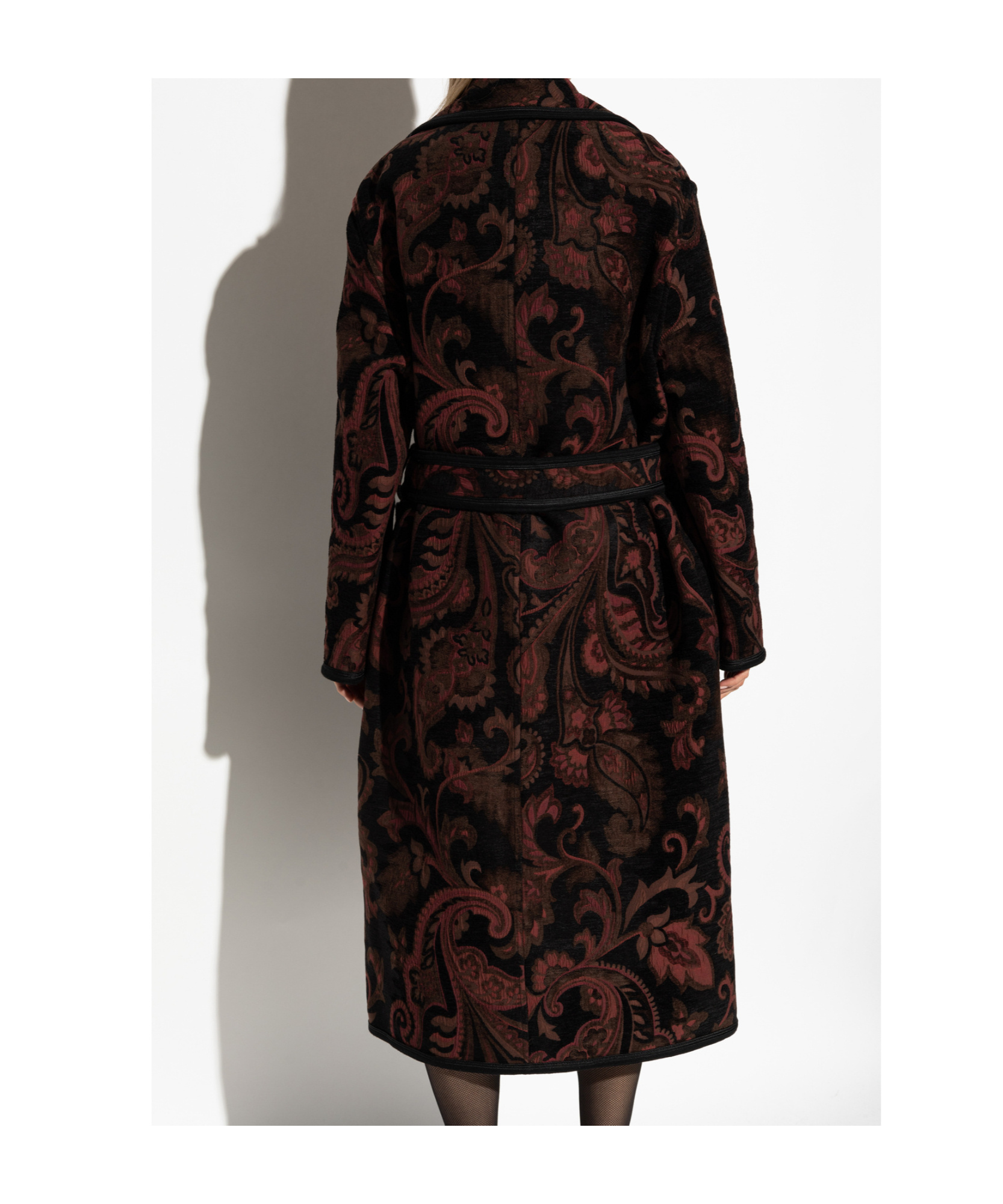 Etro Patterned Knee-length Coat In Black