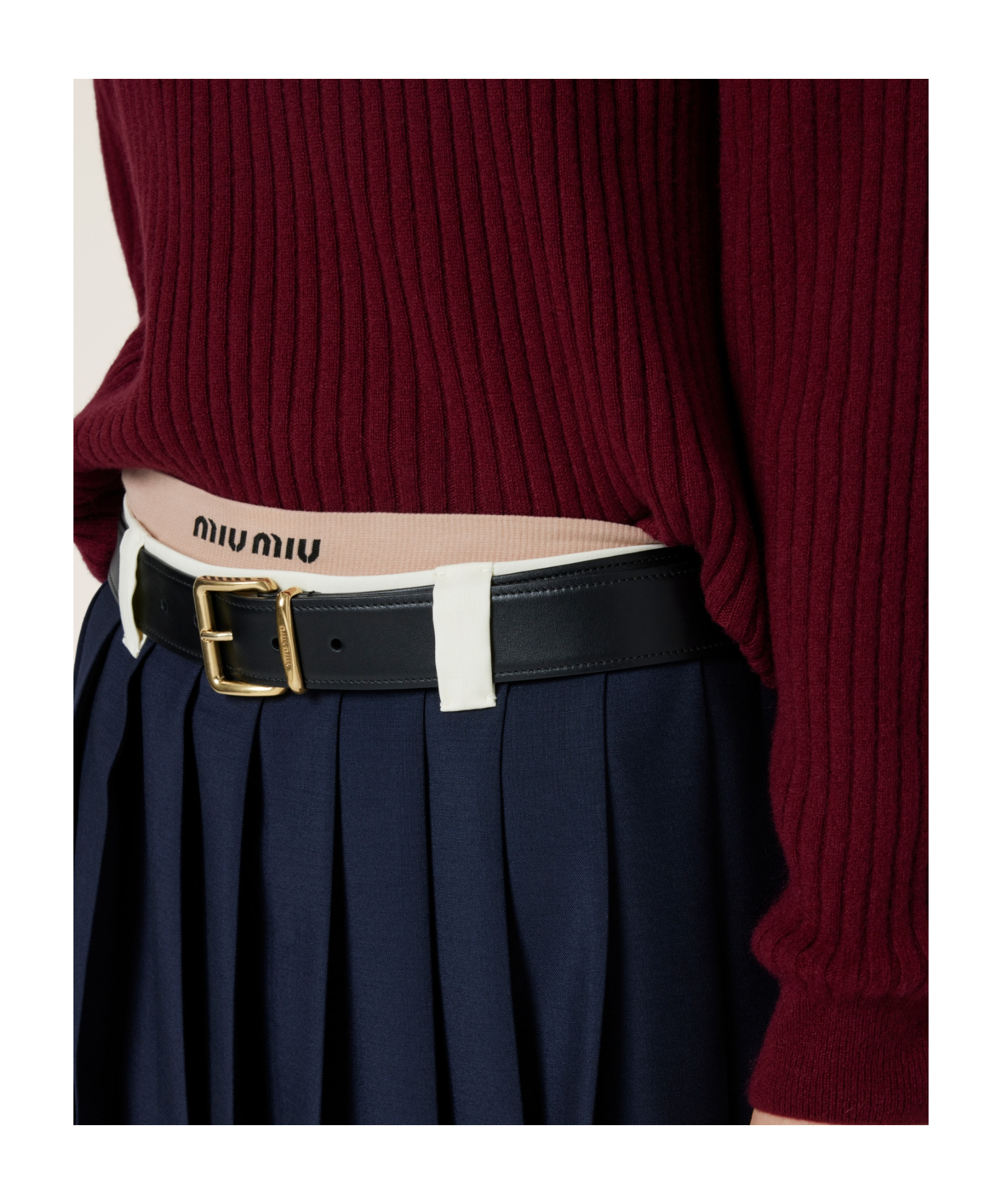Miu Miu Rib Cashmere Sweater In Brown