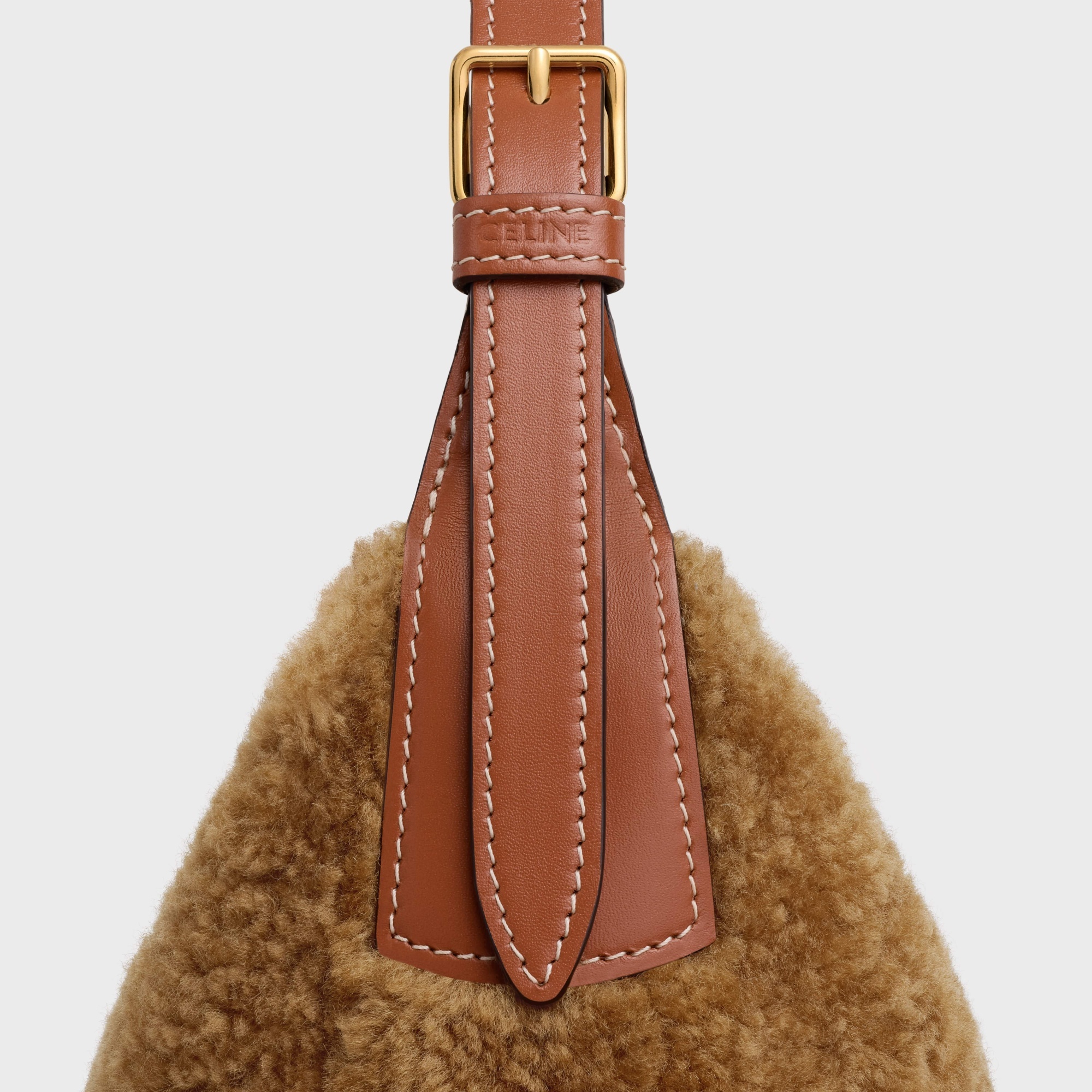 Celine Logo Shoulder Bag In Brown