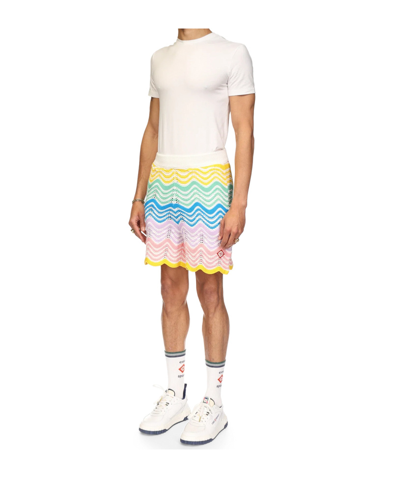 Casablanca Mens Multi Gradient-pattern High-rise Cotton-knit Shorts In White