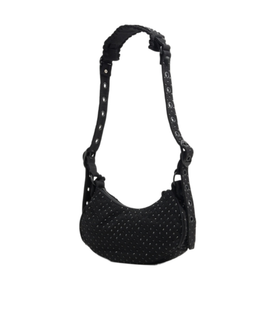 Balenciaga Green Leather Shoulder Handbag With Magnetic Closure And Metal Details In Black