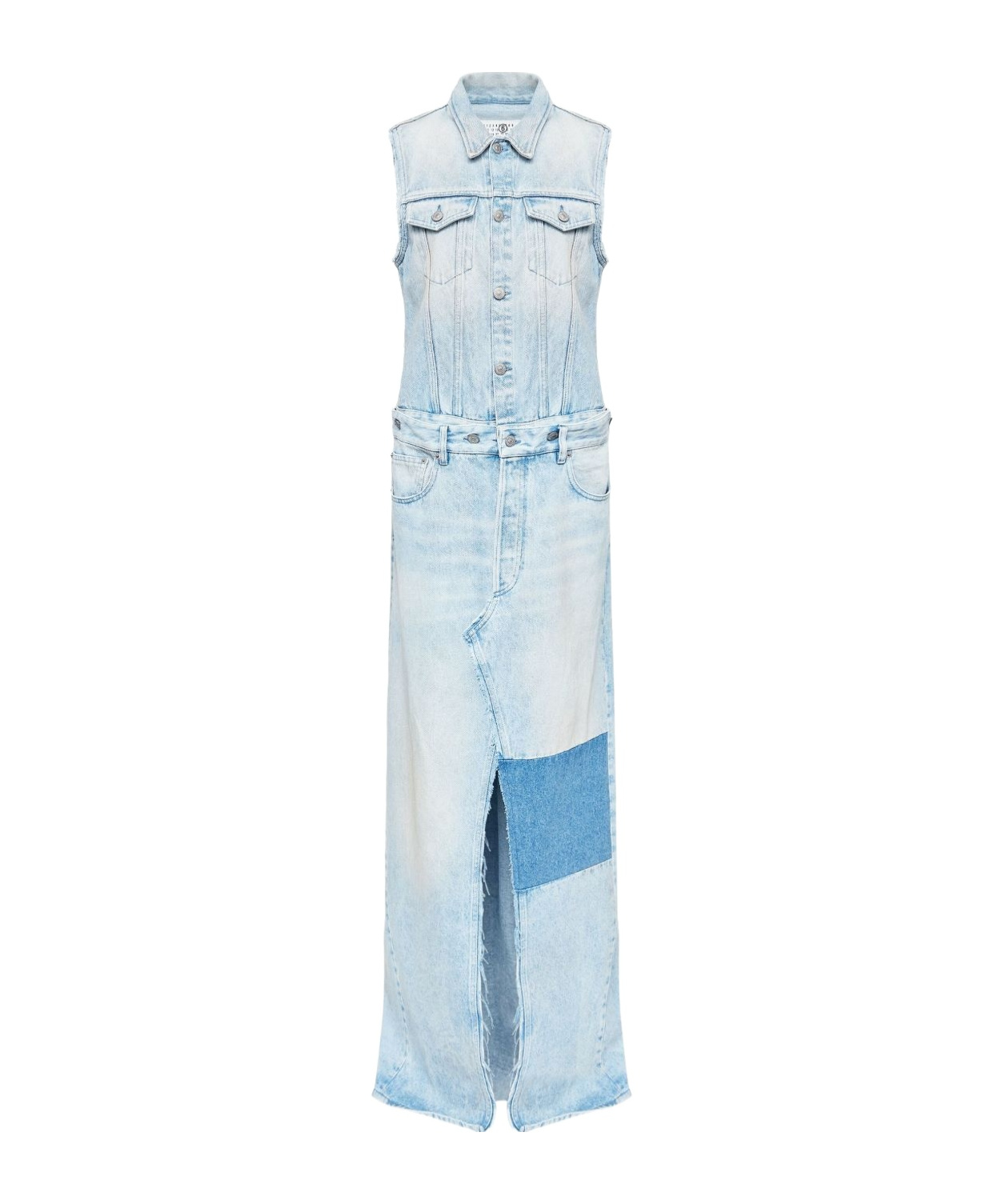 Mm6 Maison Margiela Maxi Dresses Patchwork Detail In Blue