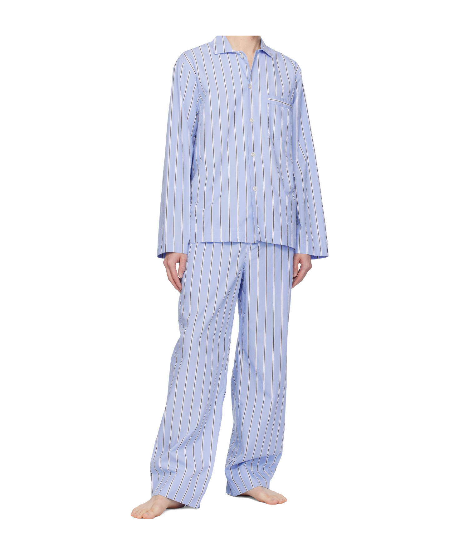 Tekla Blue Poplin Pyjama Pants In Multi