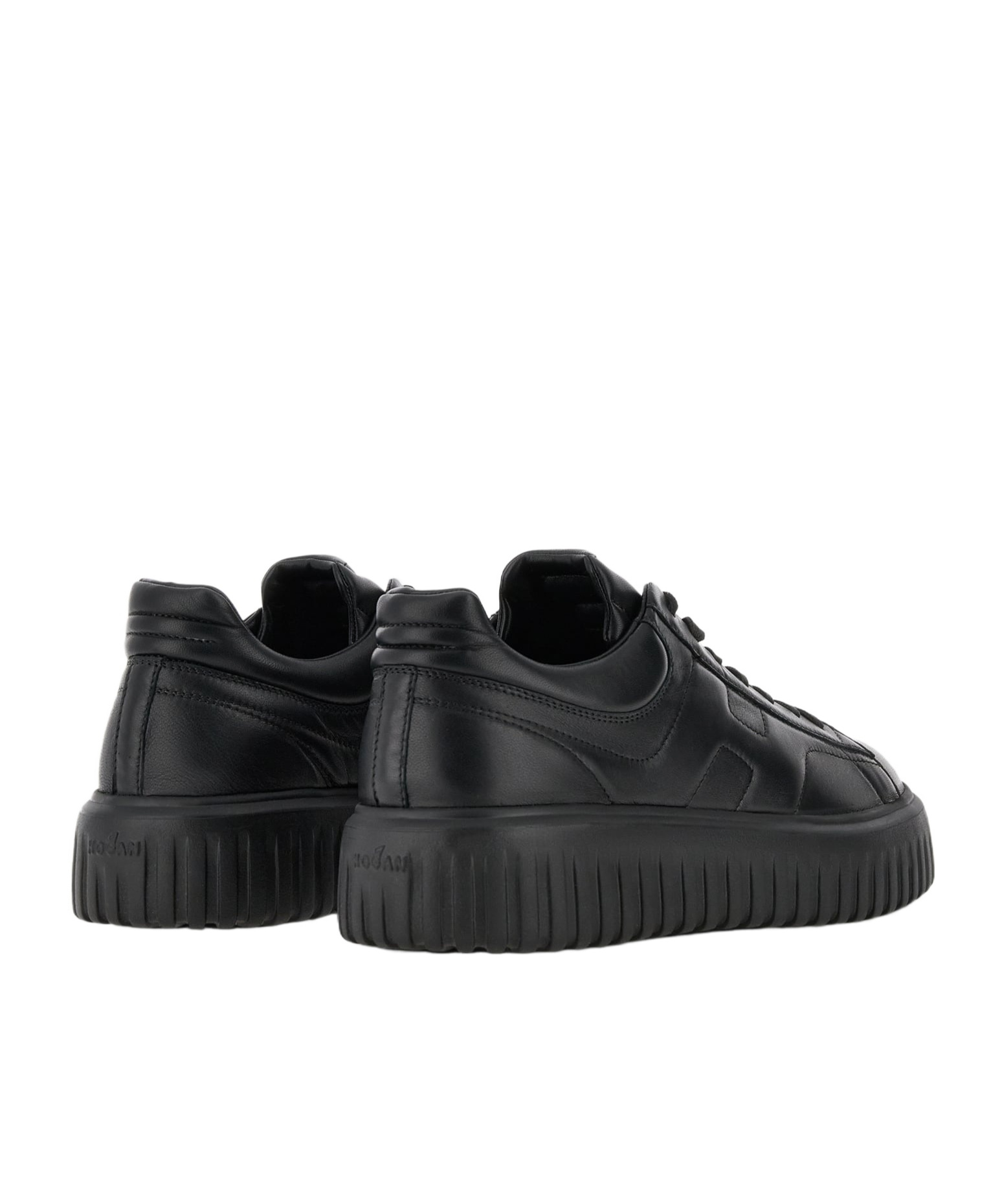 Hogan Leather H-stripes Tread Sneakers In Black