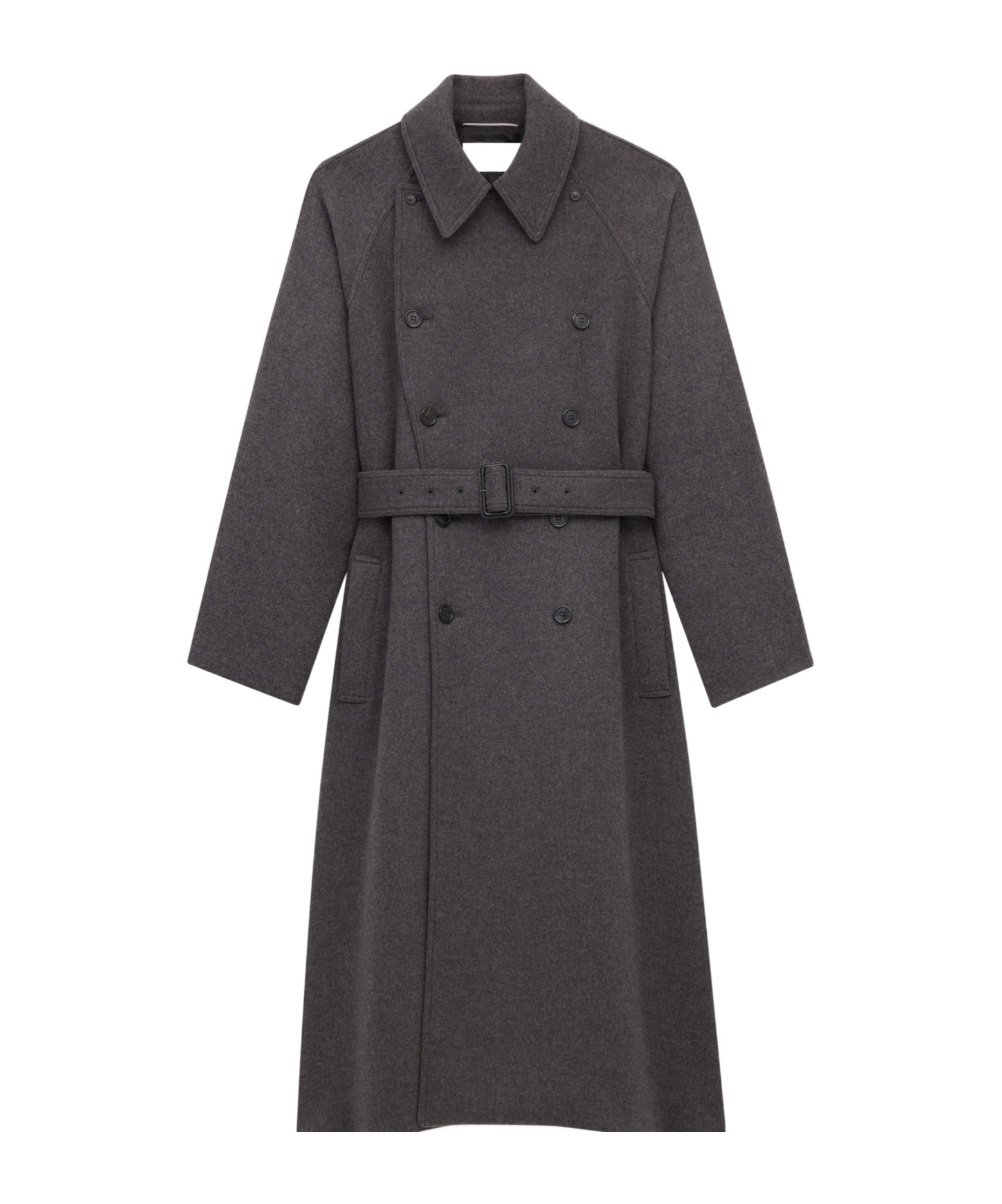Saint Laurent Long Coat In Cashmere In Gray