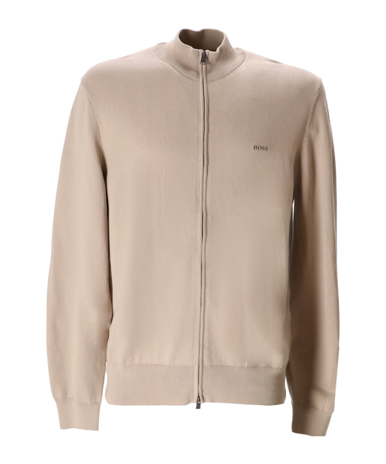 Hugo Boss Palano Zipped Cotton Sweatshirt In Neutral