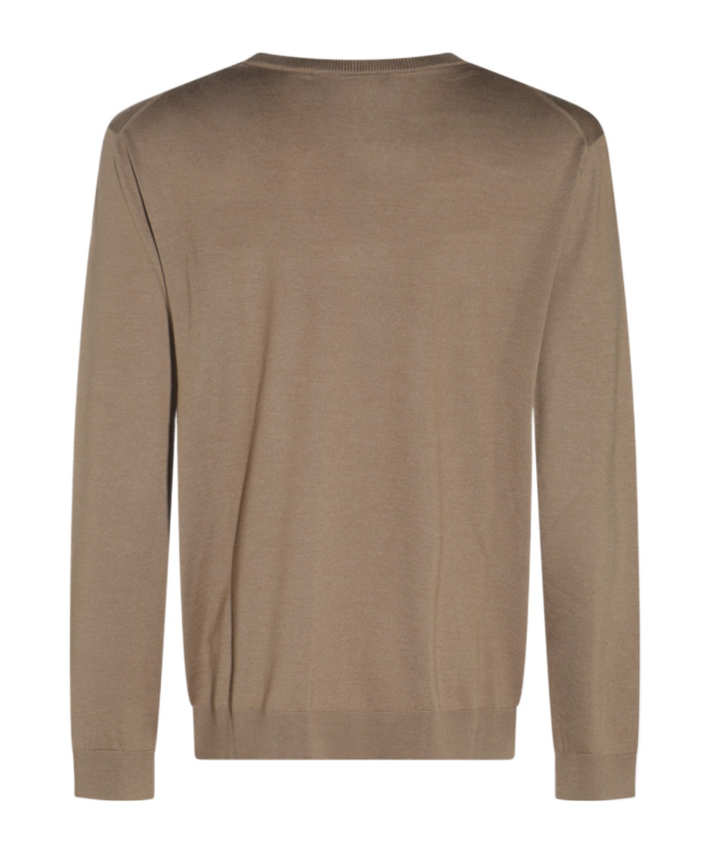 Loro Piana Ribbed Crewneck Sweater With Long Sleeves In Brown
