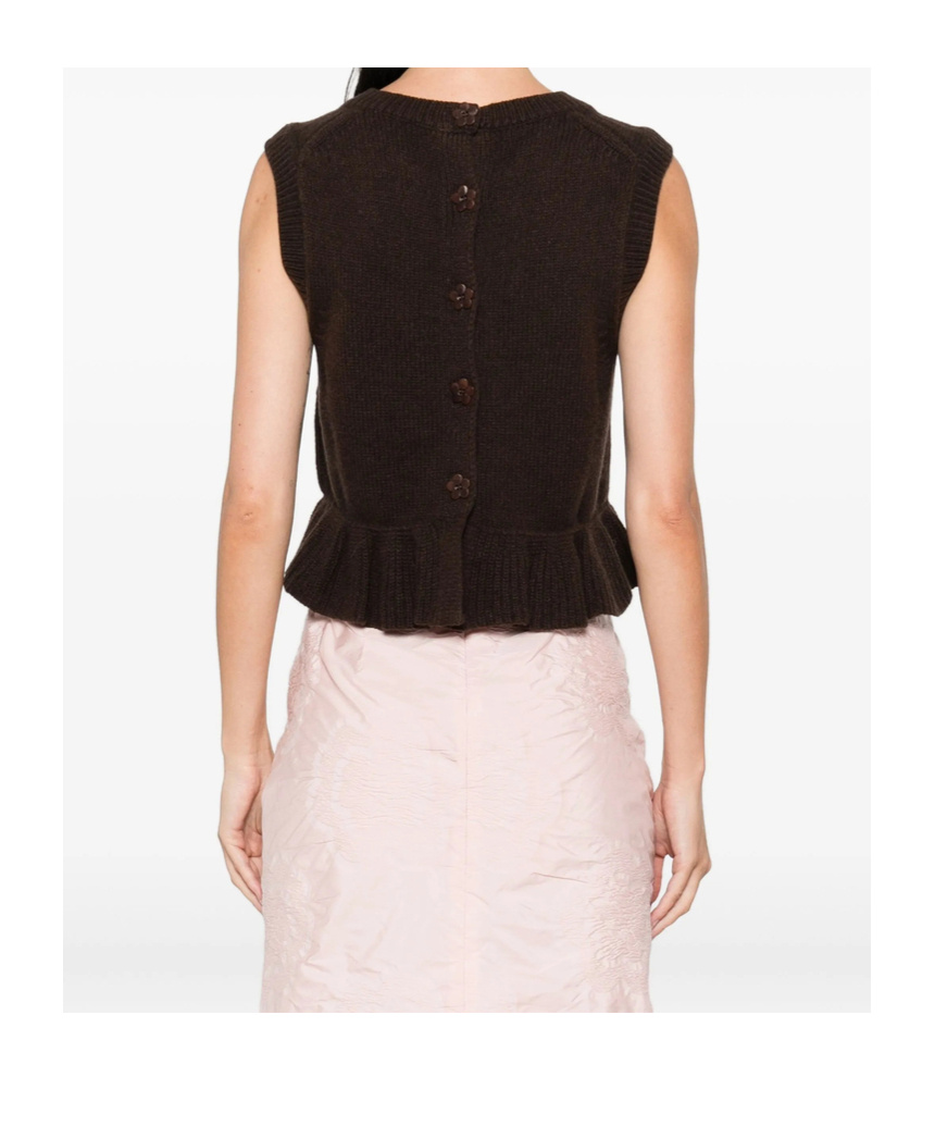 Cecilie Bahnsen Wool Cashmere Sleeveless Knitted Vest In Brown