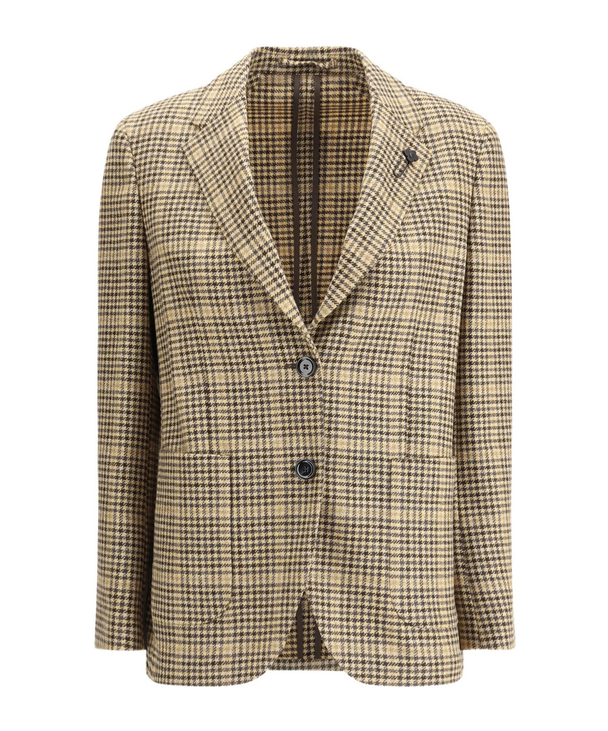 Lardini Checked Twoo-button Blazer In Multi