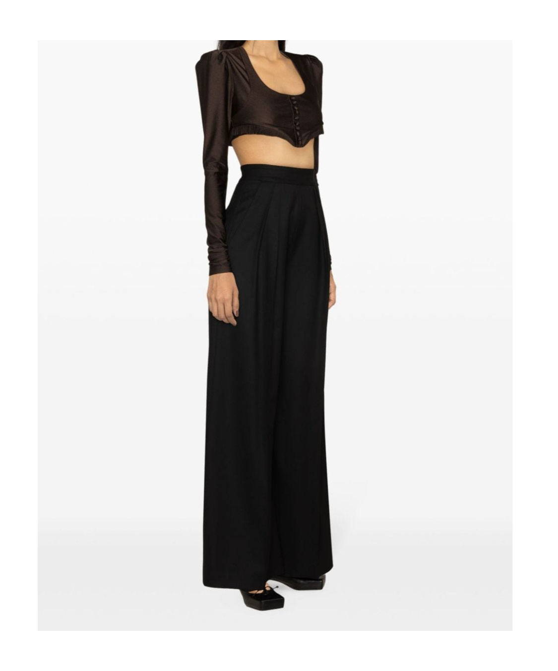 Philosophy Di Lorenzo Serafini Ruffle-trim Cropped Top In Brown