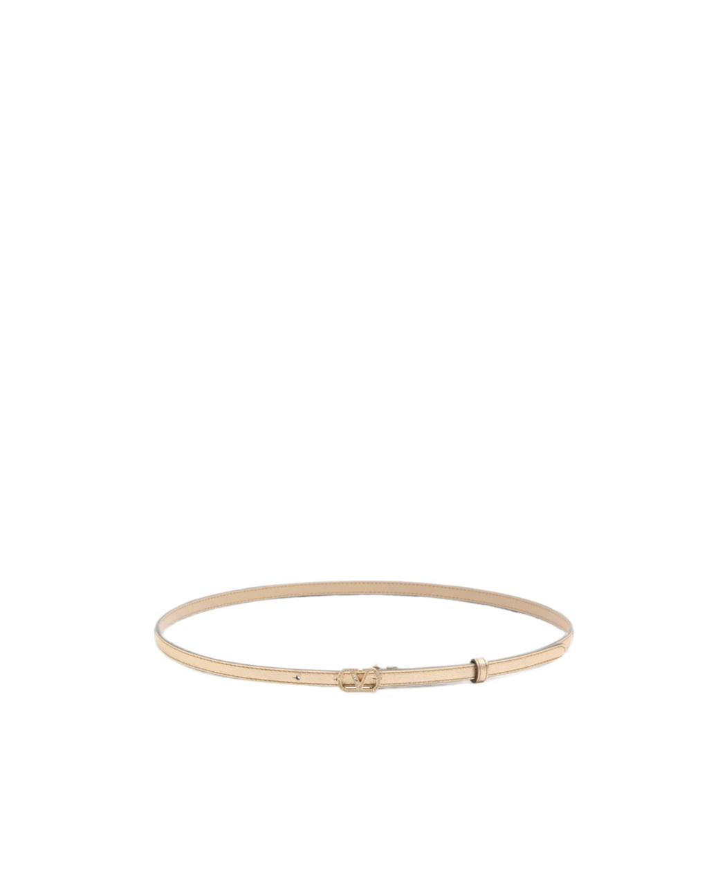 Valentino Garavani Vlogo Signature Belt In Laminated Calfskin With Crystals 10 Mm In Nude