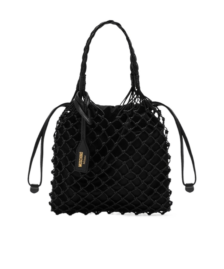 Moschino Handbag With Woven Handle In Black