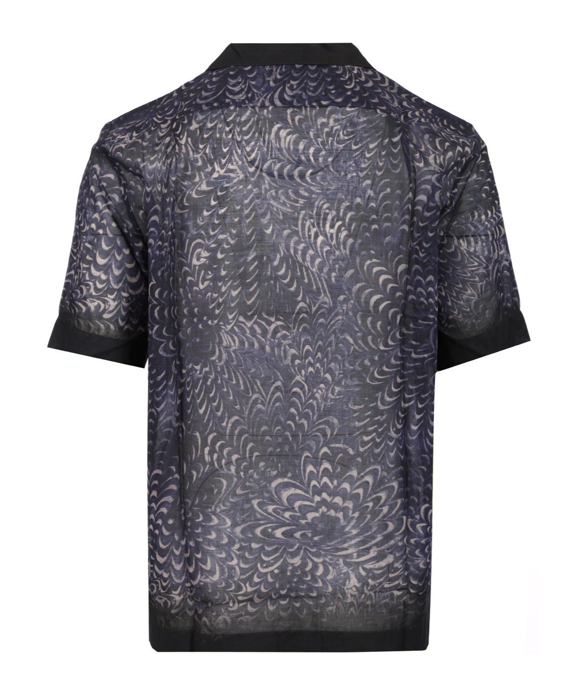 Dries Van Noten Short-sleeved Shirt With Unique Swirling Pattern In Blue
