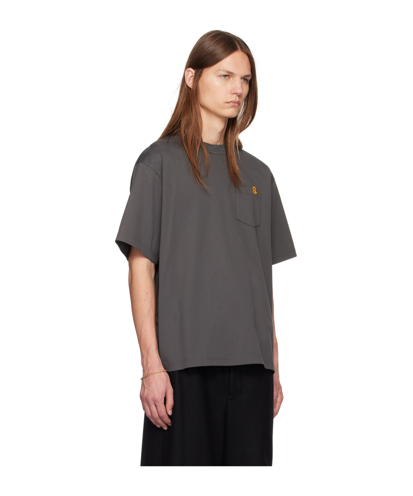 Shop Sacai Logo Embroidered Round-collar T-shirt In Black