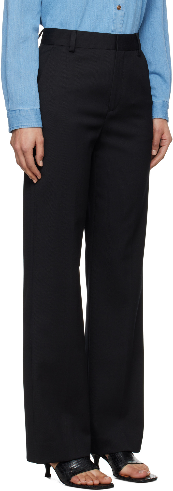 Filippa K Black High Waist Bootcut Trousers In Black