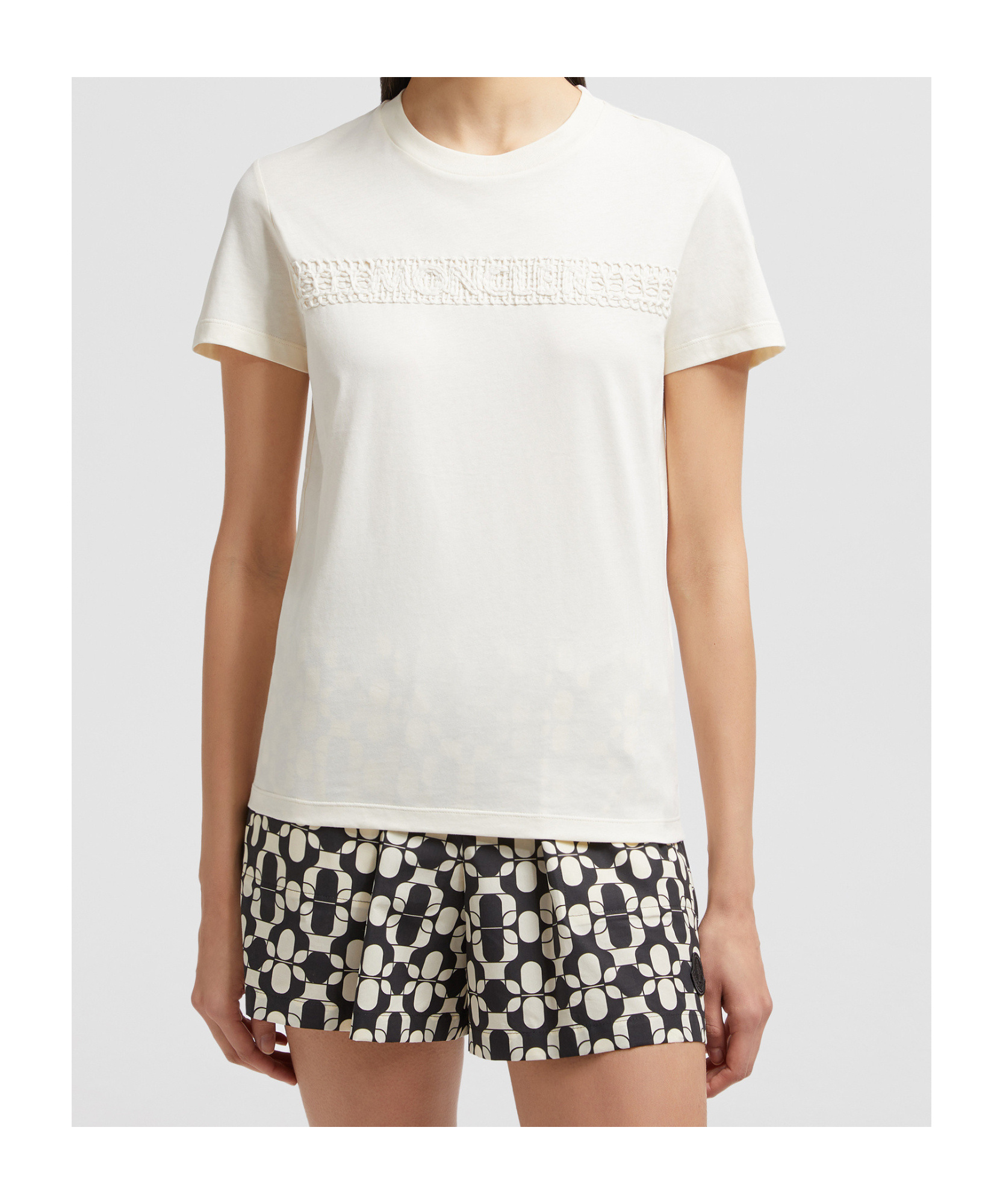 Moncler Embroidered Logo Cotton T-shirt In White