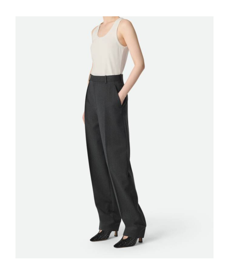 Bottega Veneta Mouline Wool Twill Pants In Black
