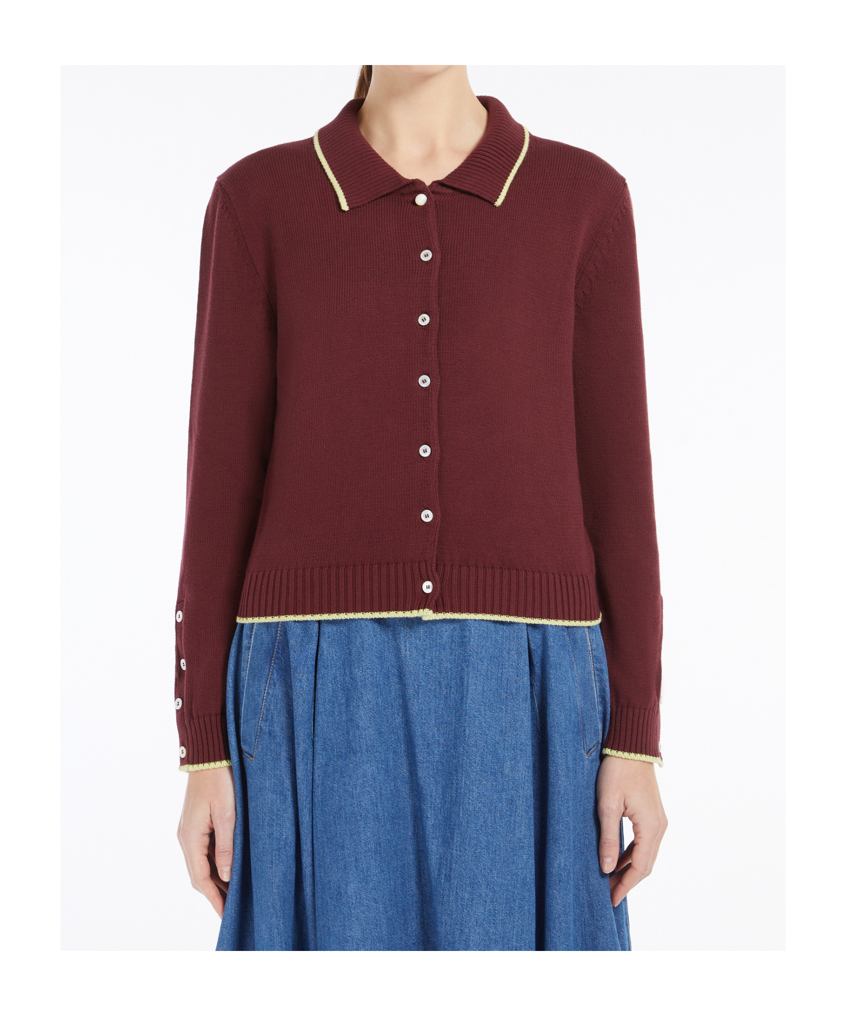 Weekend Max Mara Soft Cotton Gauze Cardigan In Bordeaux Red