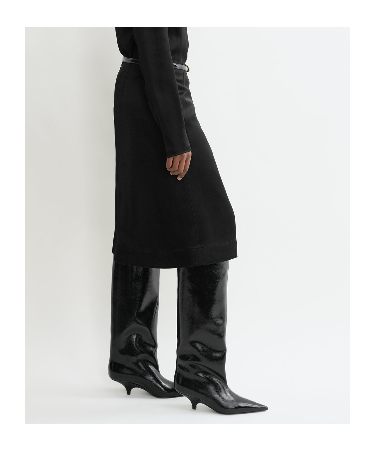 Totême Panelled Satin Midi Skirt In Black
