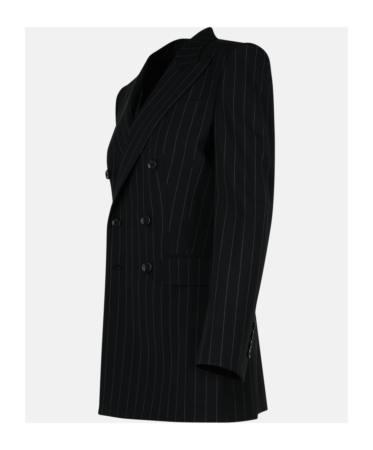 Dolce & Gabbana Double-breasted Pinstriped Blazer In Black