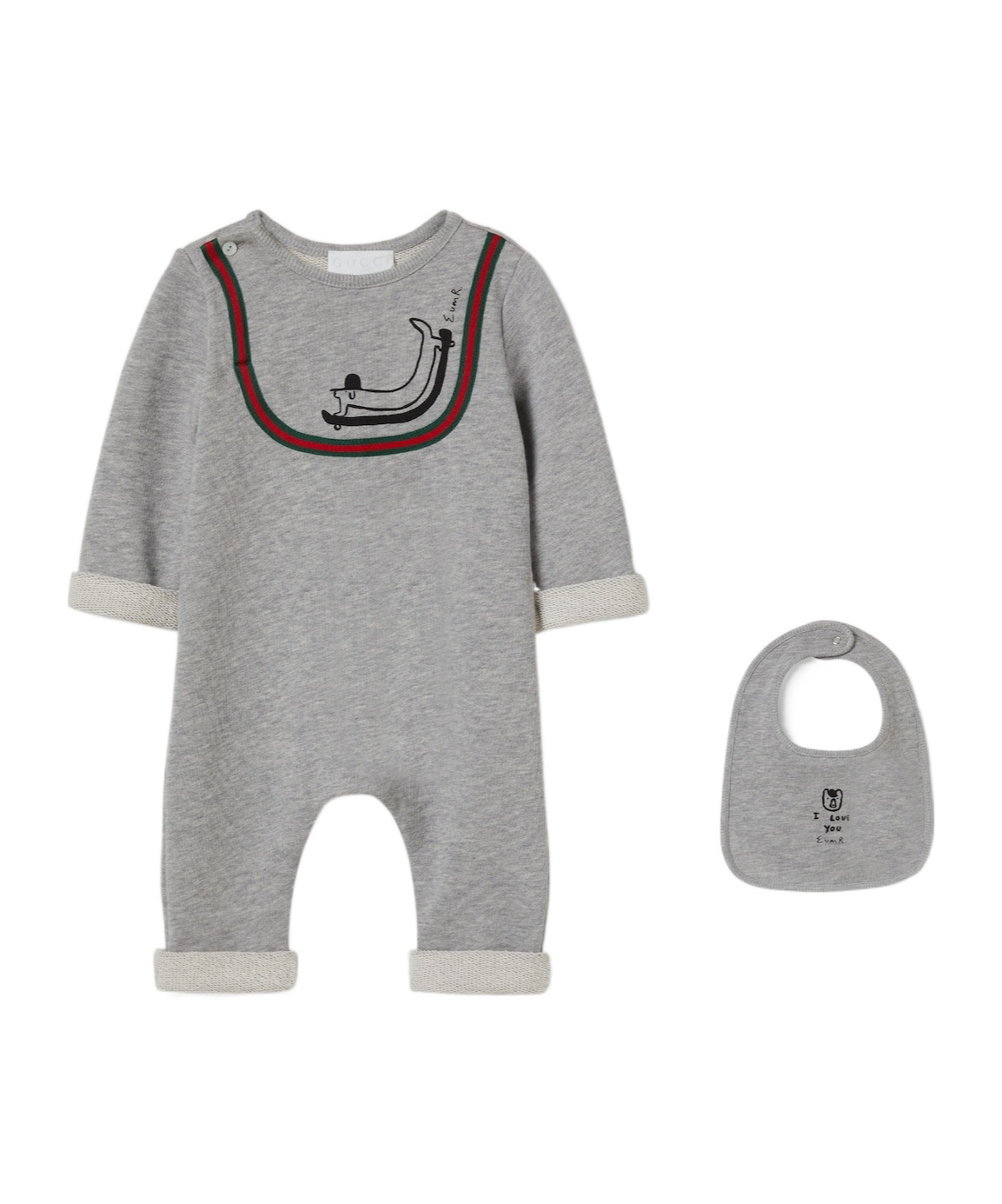 Gucci Baby Cotton Two-piece Gift Set In Gray