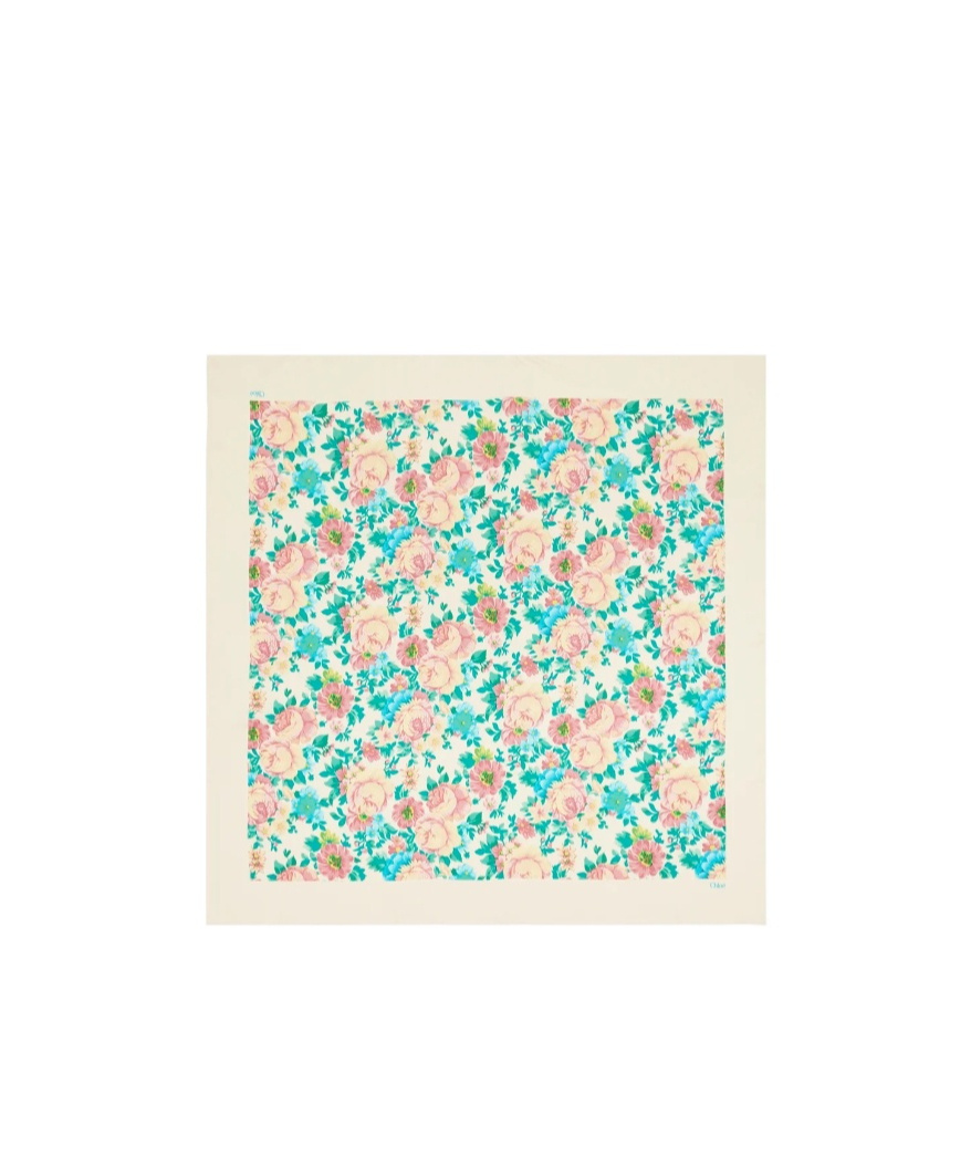 Chloé Floral-print Silk-twill Scarf In White