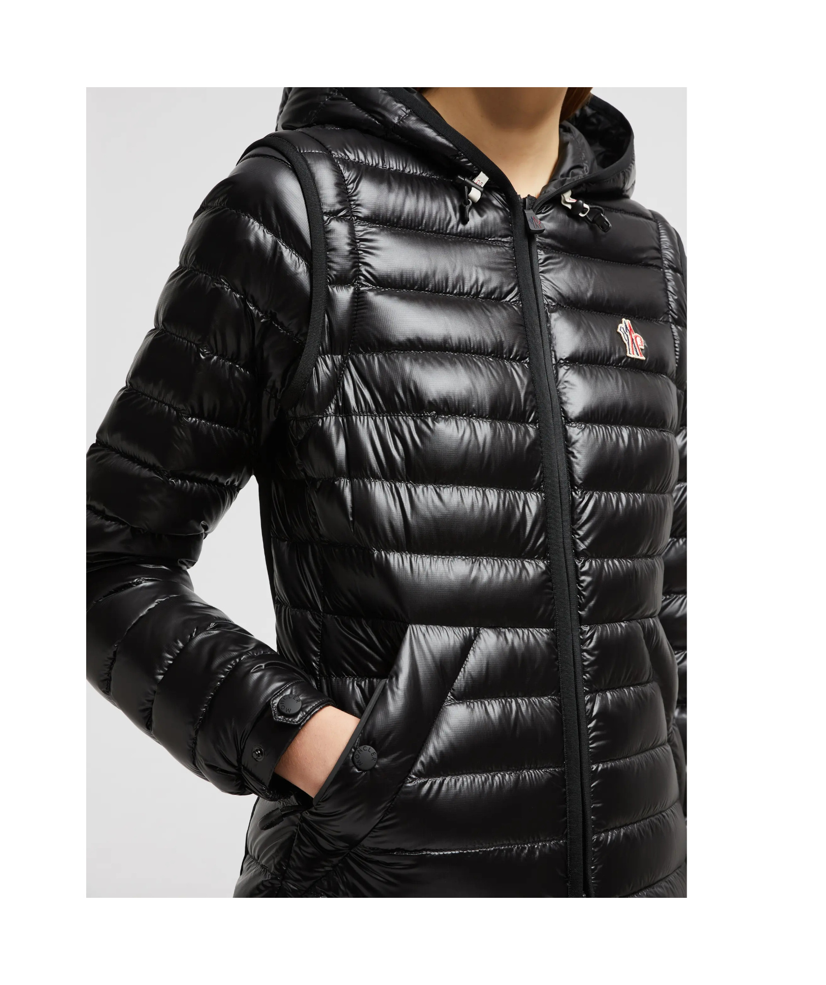 Shop Moncler Karura 2-in-1 Hooded Short Down Jacket In Black
