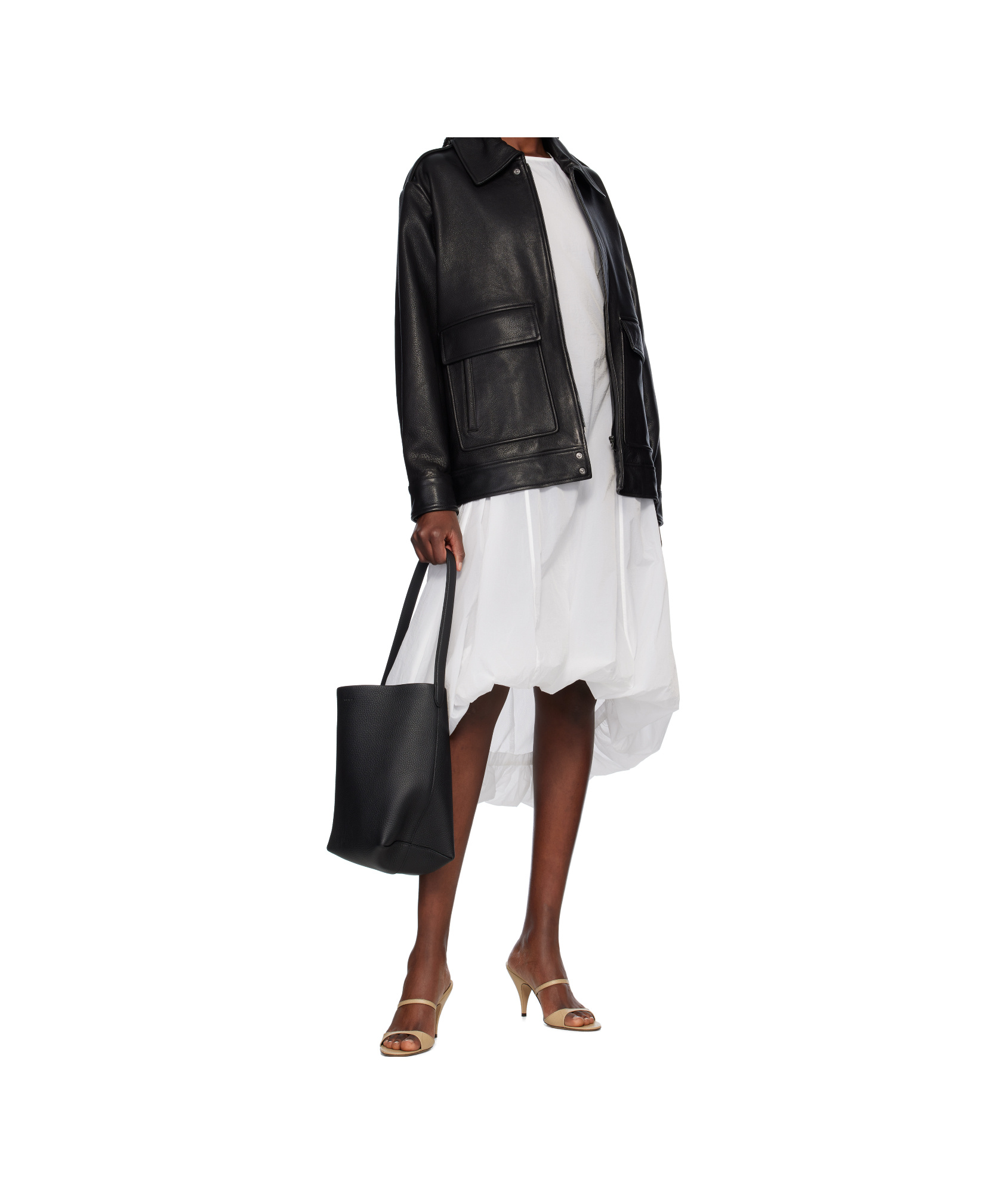 Nour Hammour Zippered Leather Jacket In Black