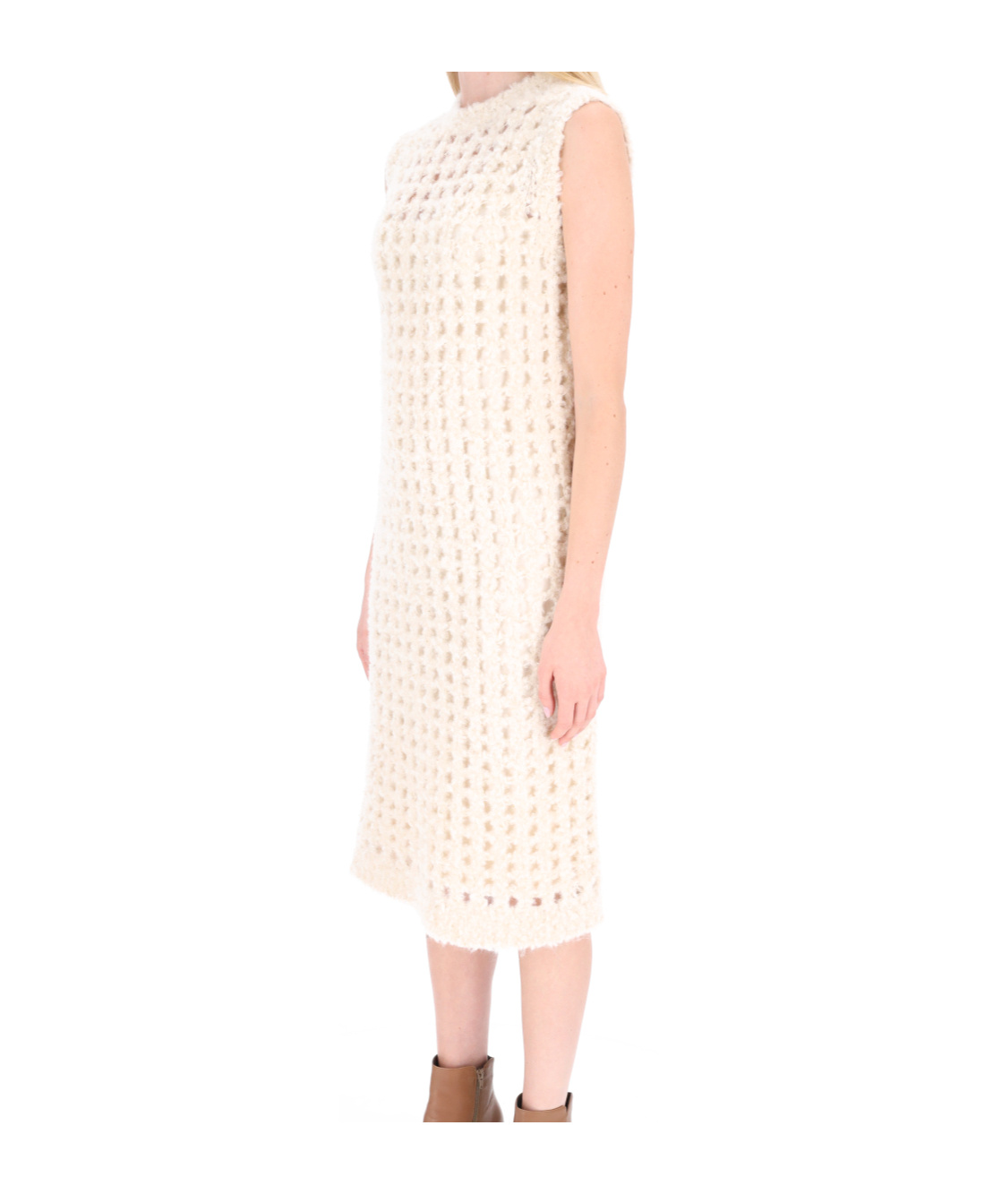 Peserico Open-knit Sleeveless Midi Dress In Multi
