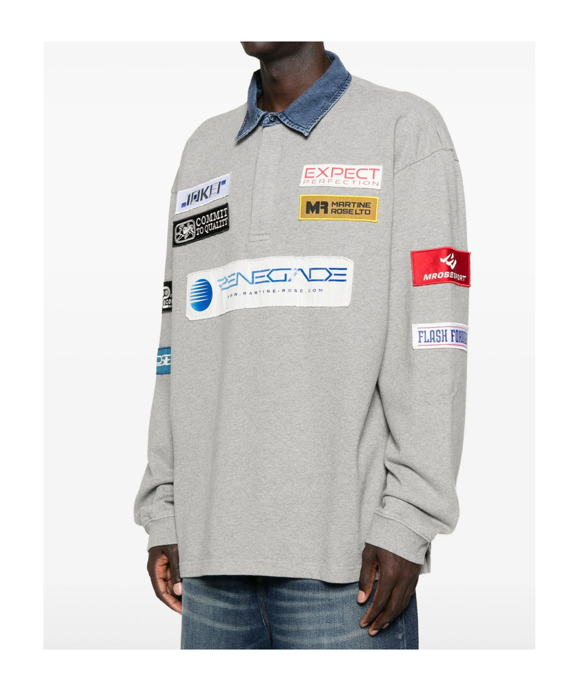 Martine Rose Long-sleeved Polo Shirt In Gray
