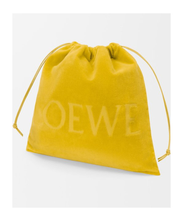Loewe Medium Drawstring Pouch In Terrycloth In Yellow