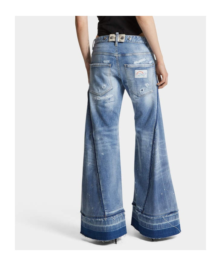 Dsquared2 Bettter X D2 Medium Mended Rips Wash Iced Mother Jeans In Blue