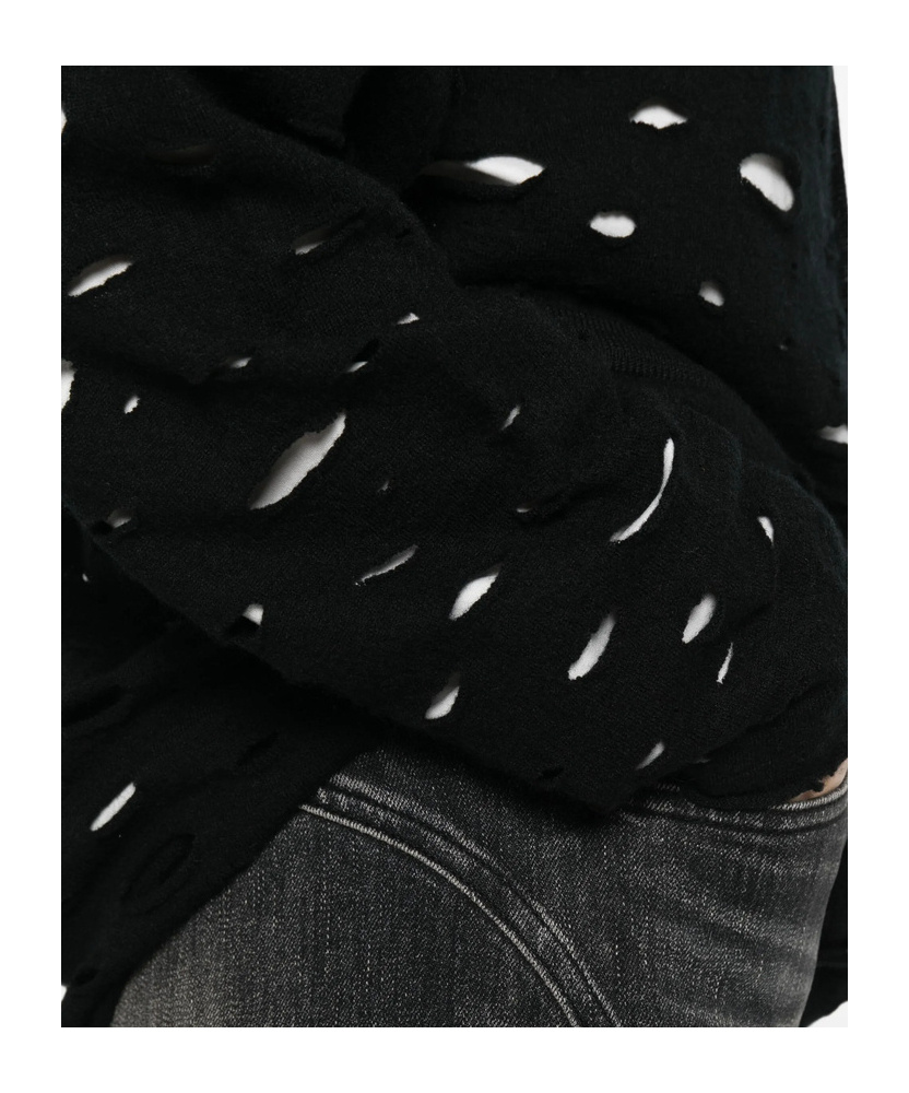 R13 Distressed Button-up Cardigan In Black