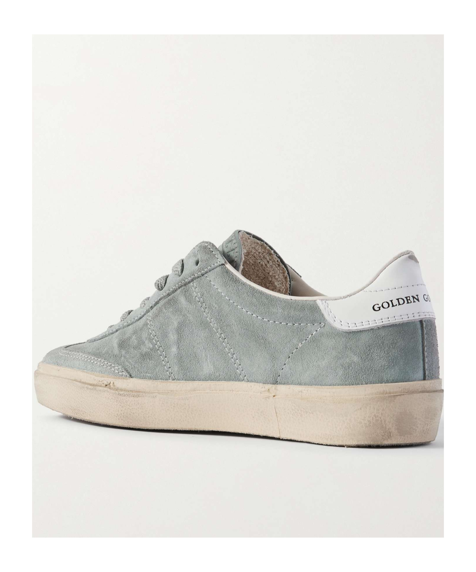 Golden Goose Soul-star Distressed Leather-trimmed Suede Sneakers In Gray