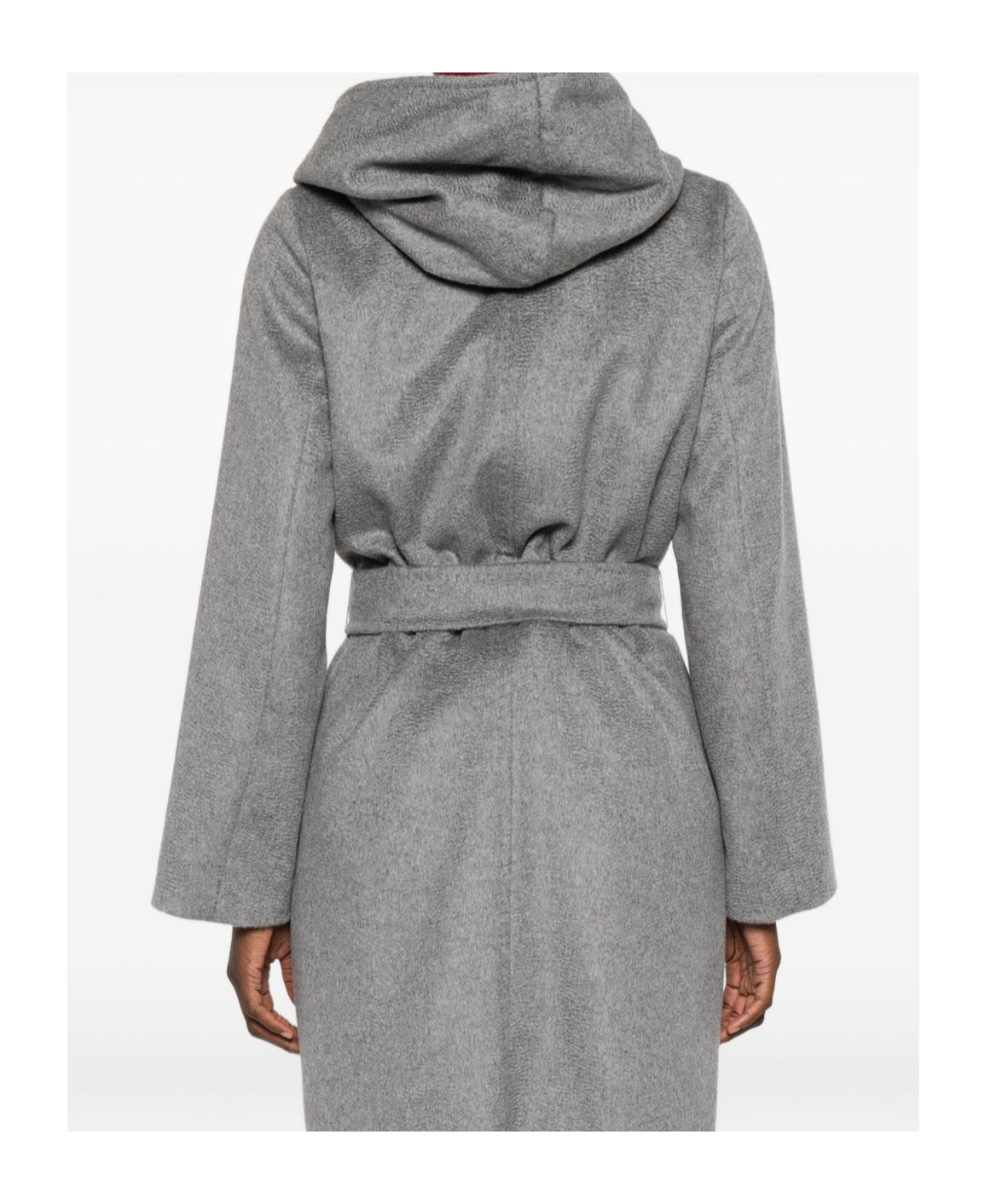 Max Mara Hooded Belted Coat In Gray