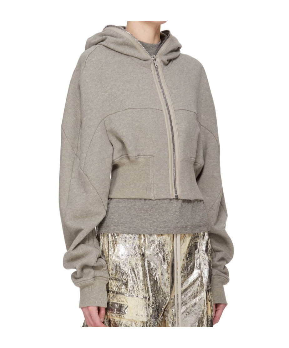 Rick Owens Drkshdw Long Sleeve Hooded Sweatshirt In Gray