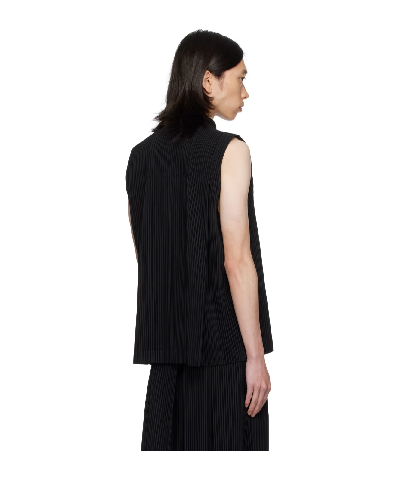 Shop Issey Miyake Plissé Gilet In Black