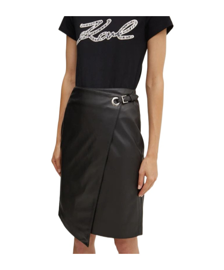 Shop Karl Lagerfeld Faux-leather Mini Skirt In Black