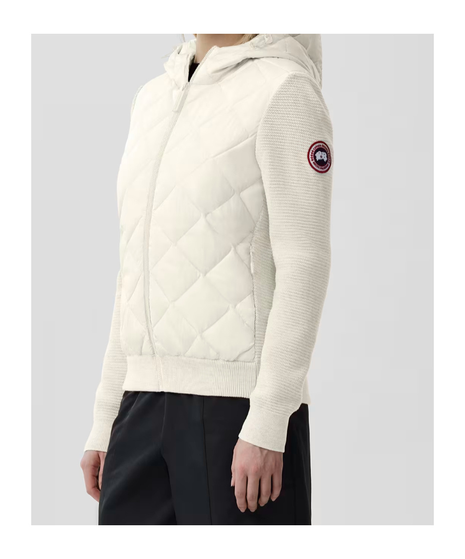 Canada Goose Women Hybridge Quilted Knit Hoodie Cottongrass In Neutral