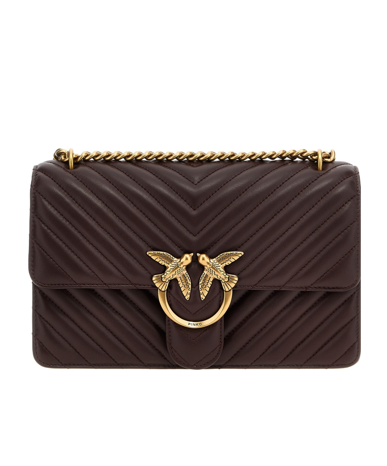 Shop Pinko Classic Love One Chevron Crossbody Bag In Black