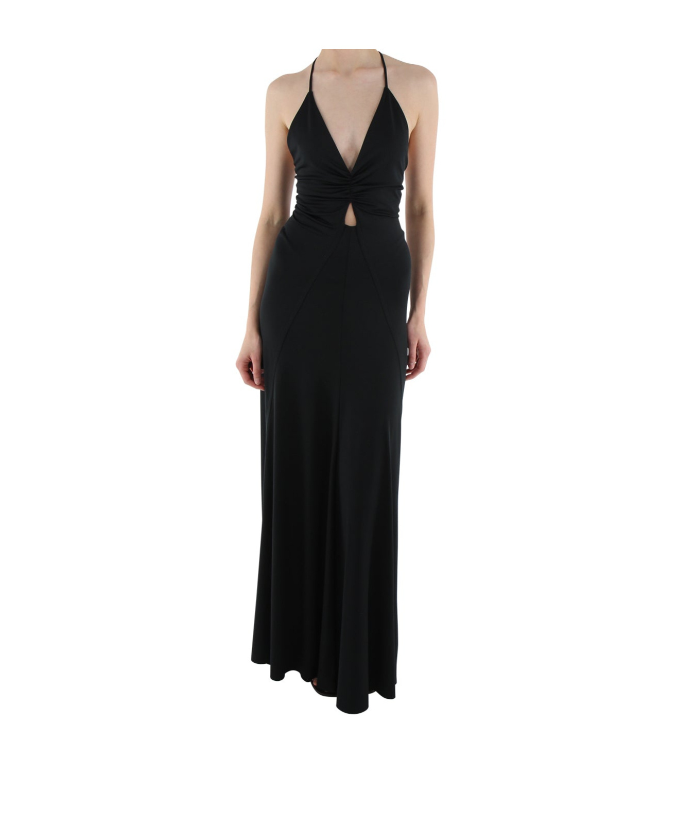 Victoria Beckham V-neck Ruched Cami Long Dress In Black
